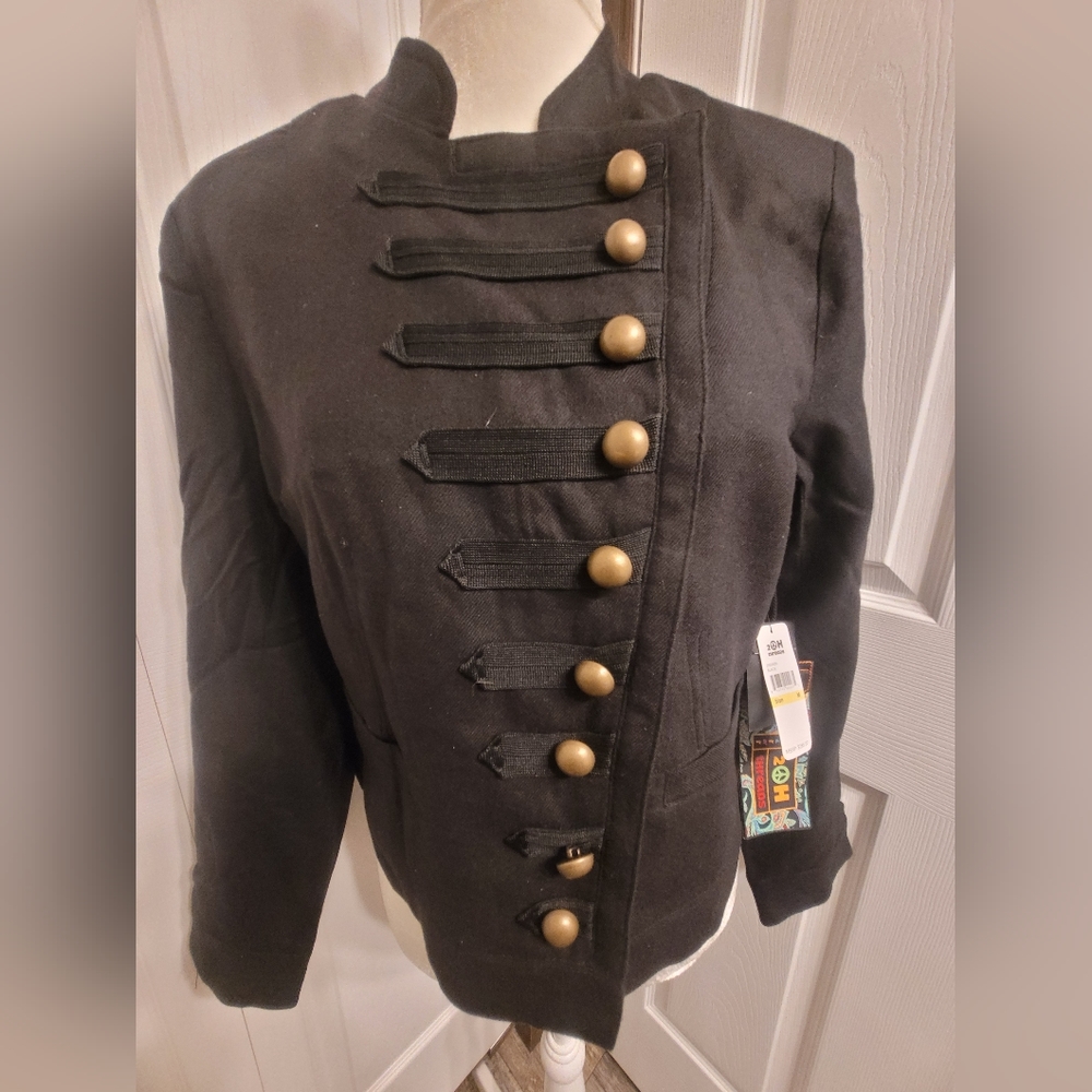NWT 2OH Threads Two Old Hippies Black Jacket & Orange Silk Lined Size Medium
